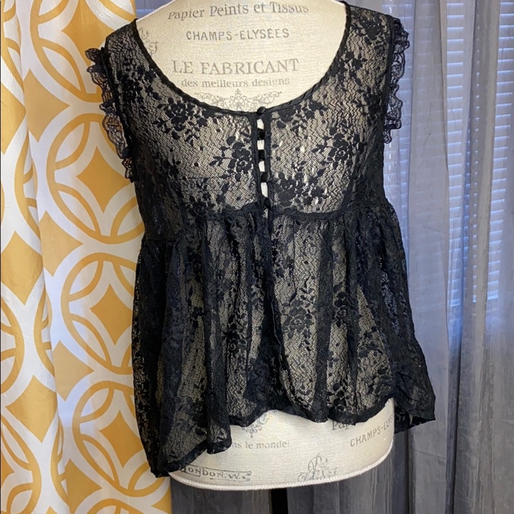 Cozy Black Lace BabyDoll style Top